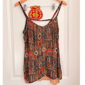Donna Koran DKNY Vintage 100% Silk Heavily Beaded Tank Size 8 Boho Paisley